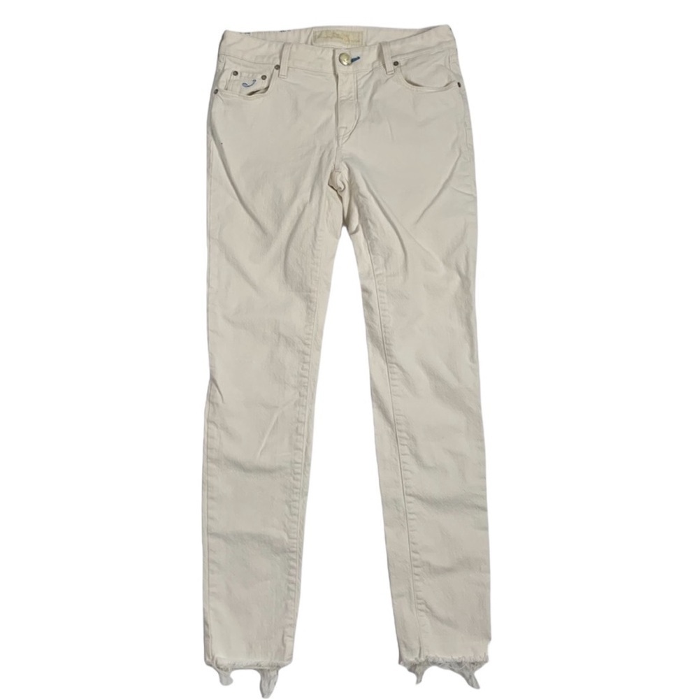Jacob Cohen White Mid Rise Raw Hem Skinny Jeans